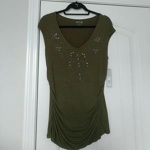 Embellished Olive Green Tee